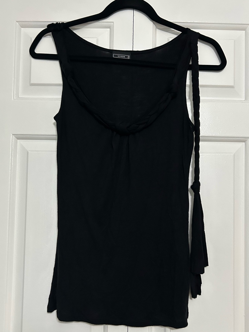 Y2K Vixen Black Braided Tie Tank